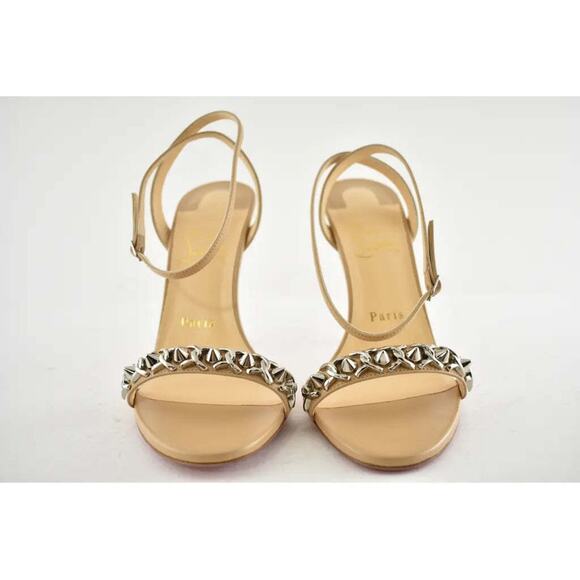 Christian Louboutin Loubigirl Chain 100 Nude Kid Ankle Strap Sandal Heel Pump 40 - Picture 5 of 12